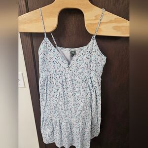 Women's Floral Print Sleeveless Baby Doll  mini dress Large